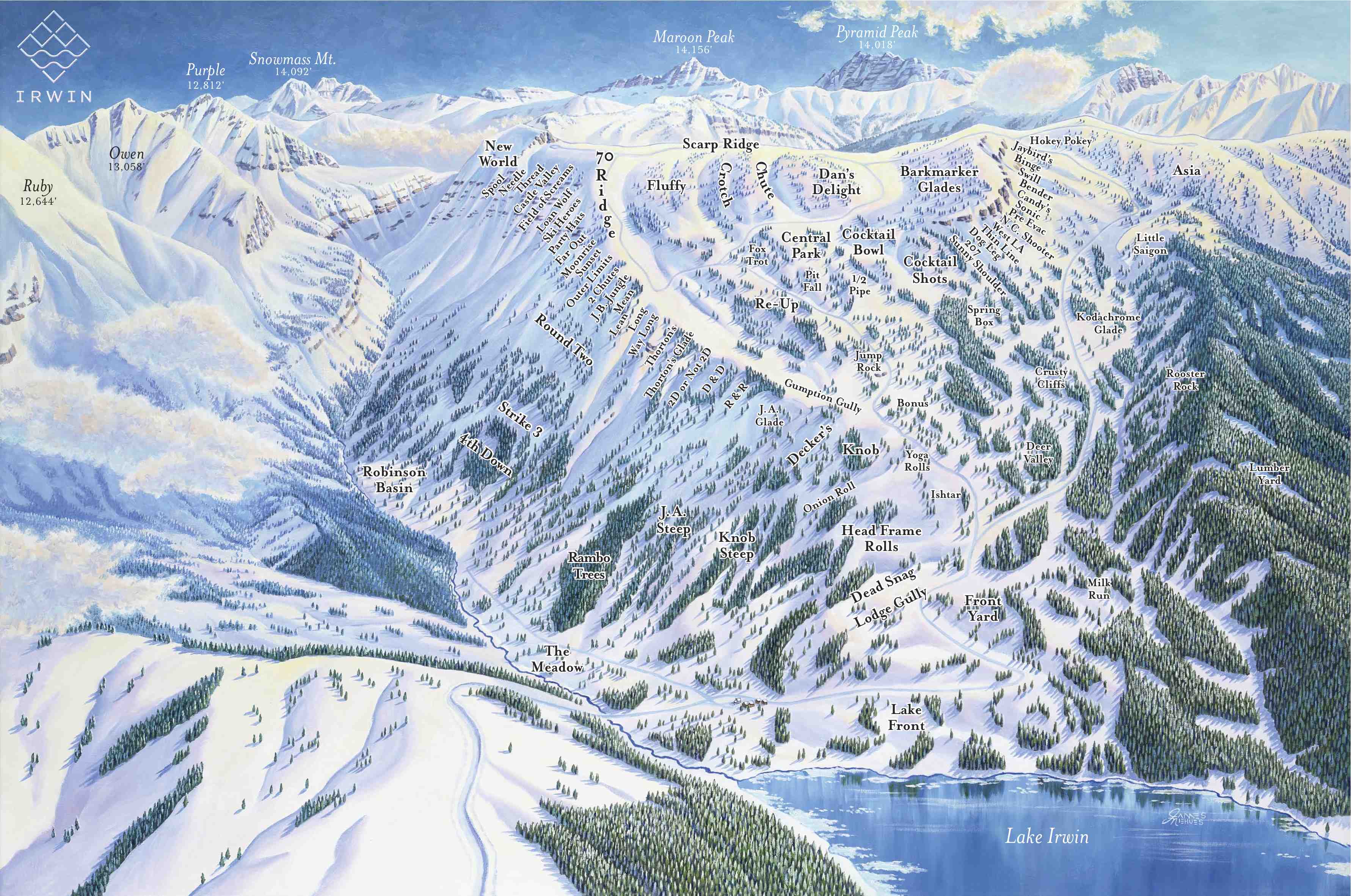 Irwin Piste / Trail Map