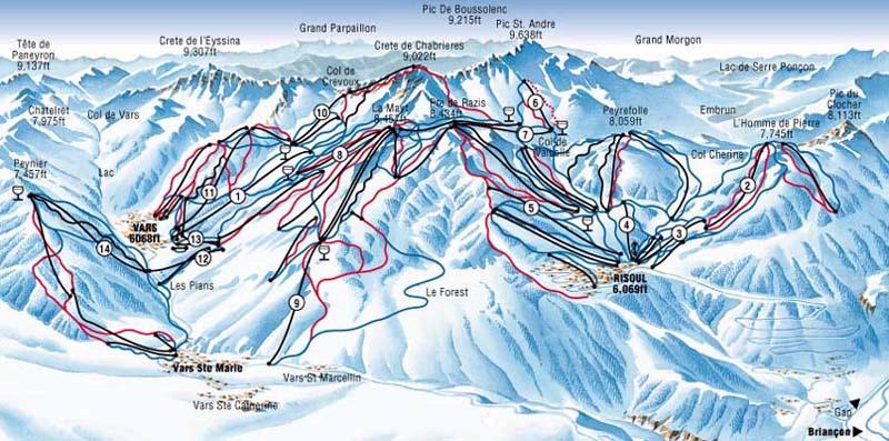 Vars Piste / Trail Map