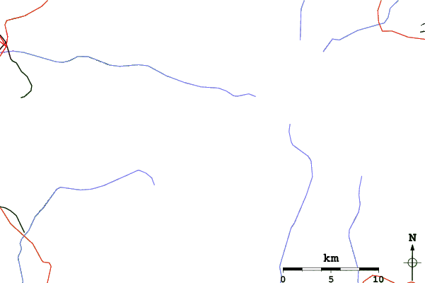 Roads and rivers close to Sierra Nevada