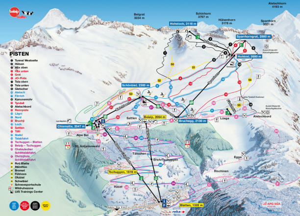 Belalp - Blatten - Naters Piste / Trail Map