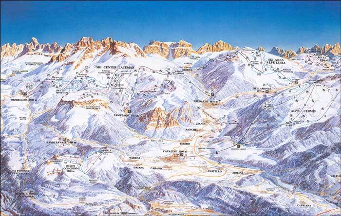 Alpe Cermis-Cavalese Piste / Trail Map