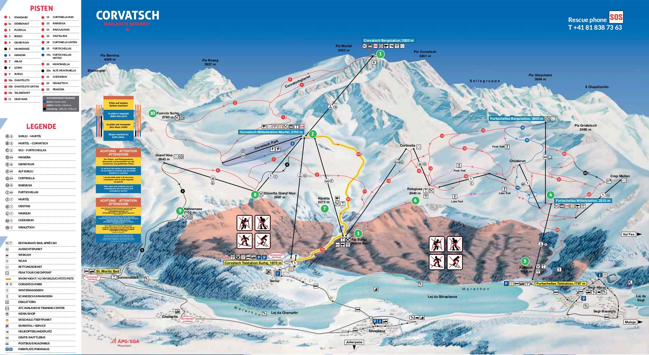 Corvatsch-Furtschellas Piste / Trail Map