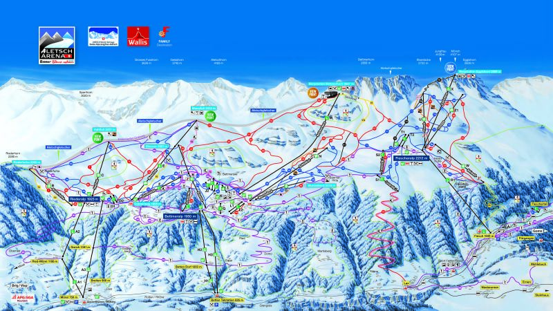 Fiesch - Eggishorn - Aletsch Piste / Trail Map