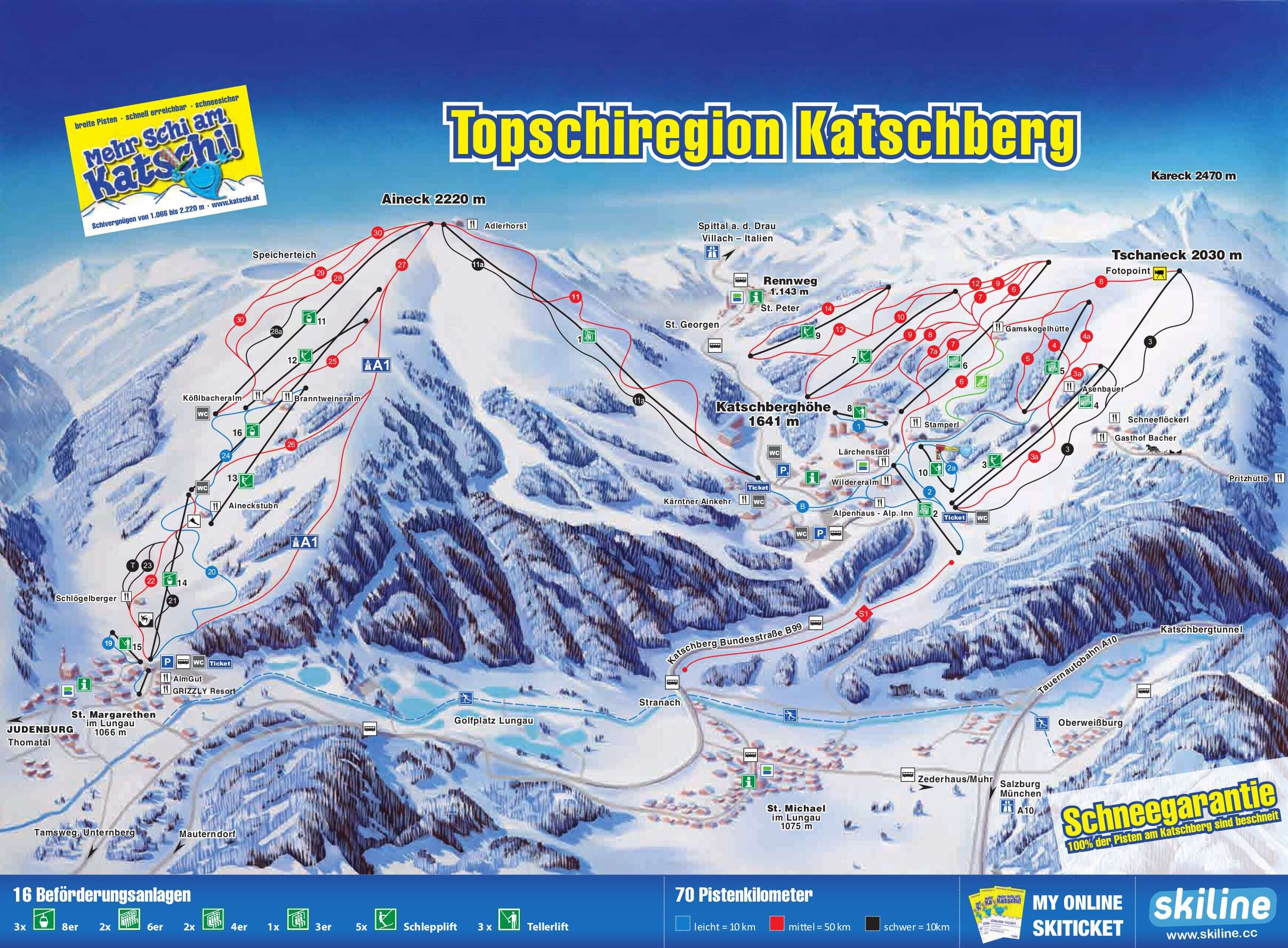 Katschberg-Aineck Piste / Trail Map