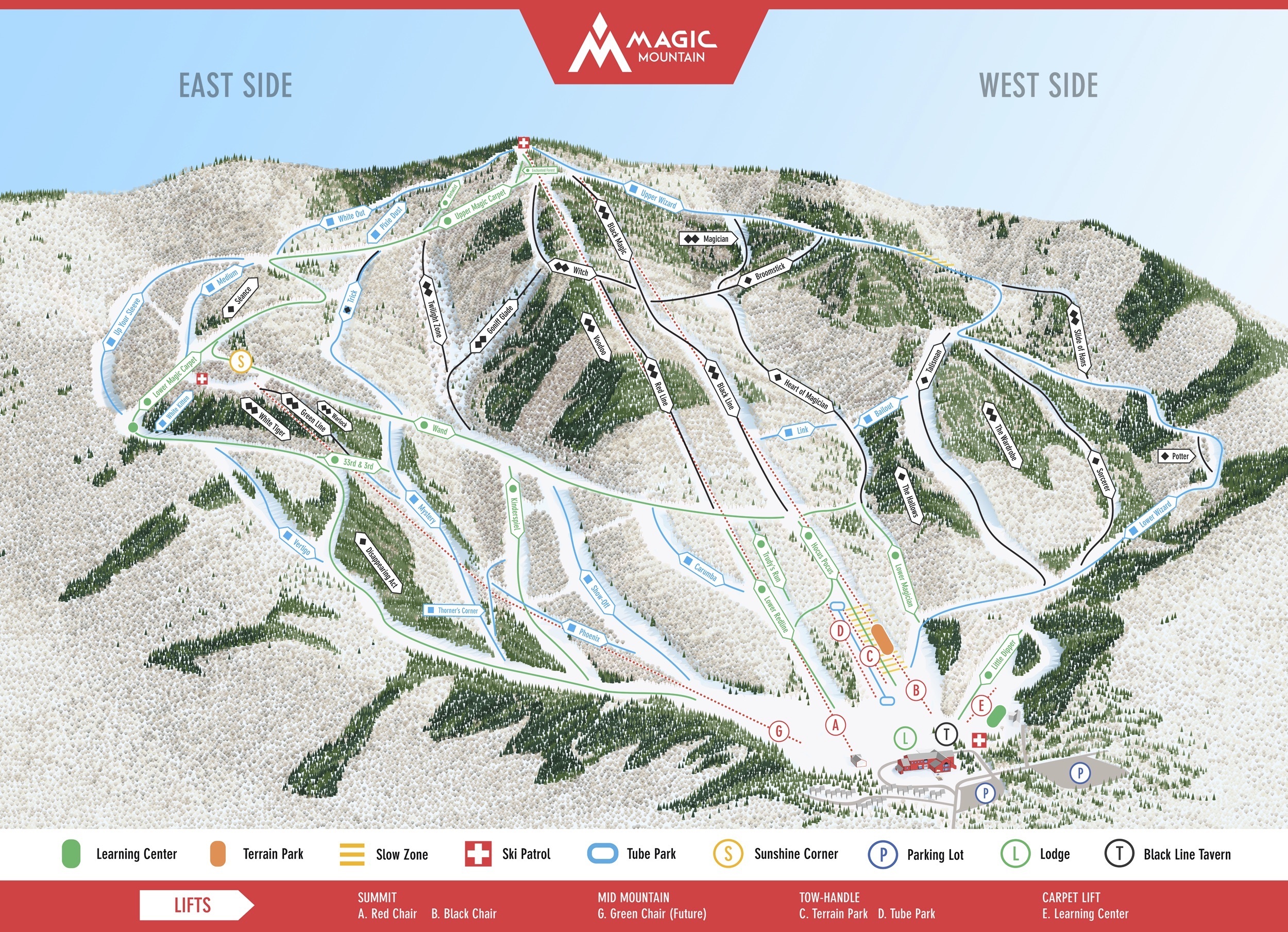 Мэджик маунтин. Magic Mountain (New Brunswick). Mammoth Mountain Terrain Park. Magic Mountain position.