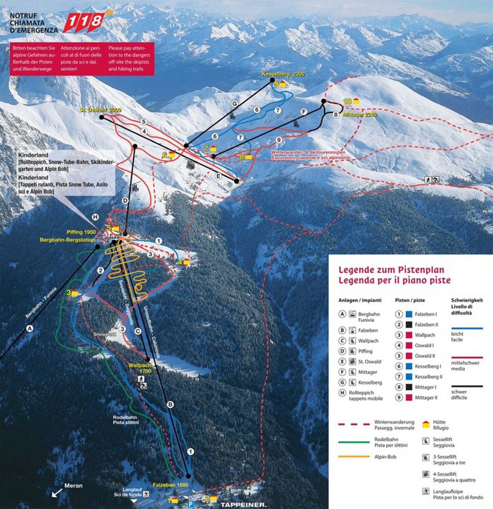 Meran 2000 Piste / Trail Map