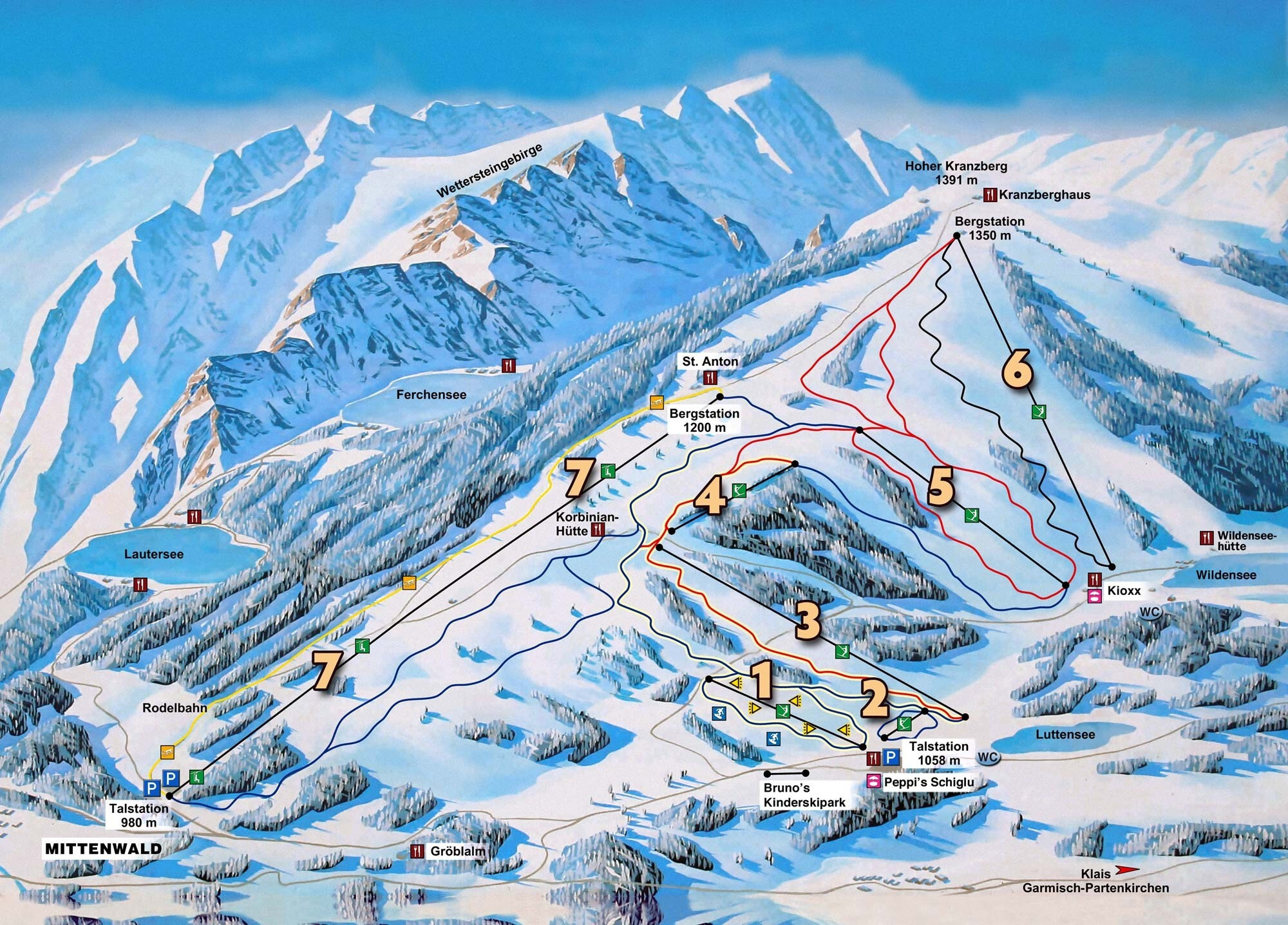 Mittenwald/Kranzberg Piste / Trail Map