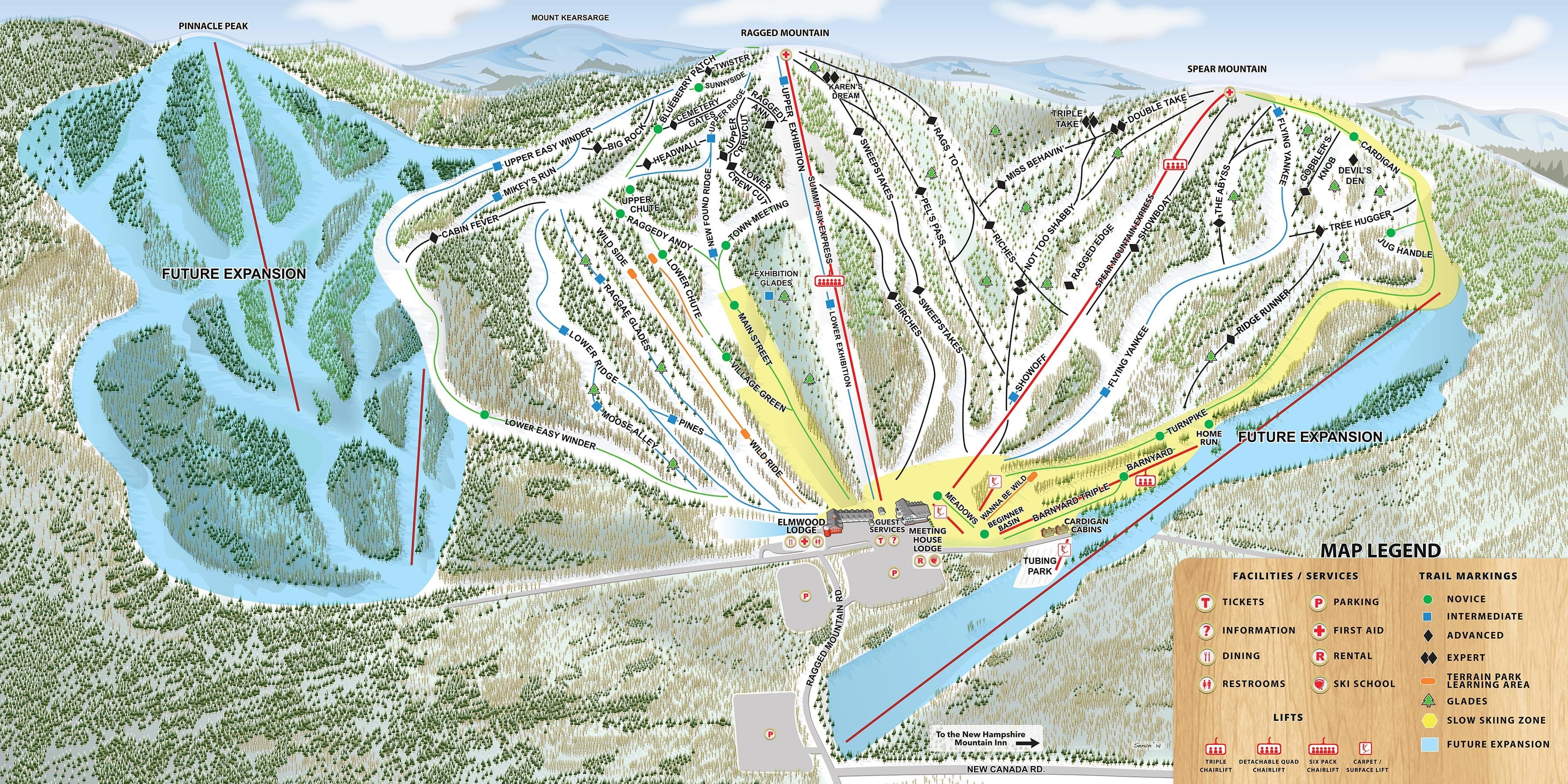 Ragged Mountain Resort Piste / Trail Map.