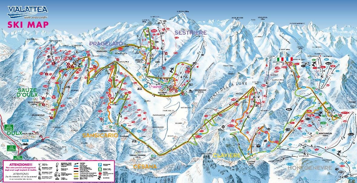 Sauze d'Oulx (Via Lattea) Piste / Trail Map