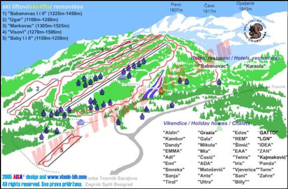 Vlašić Piste / Trail Map
