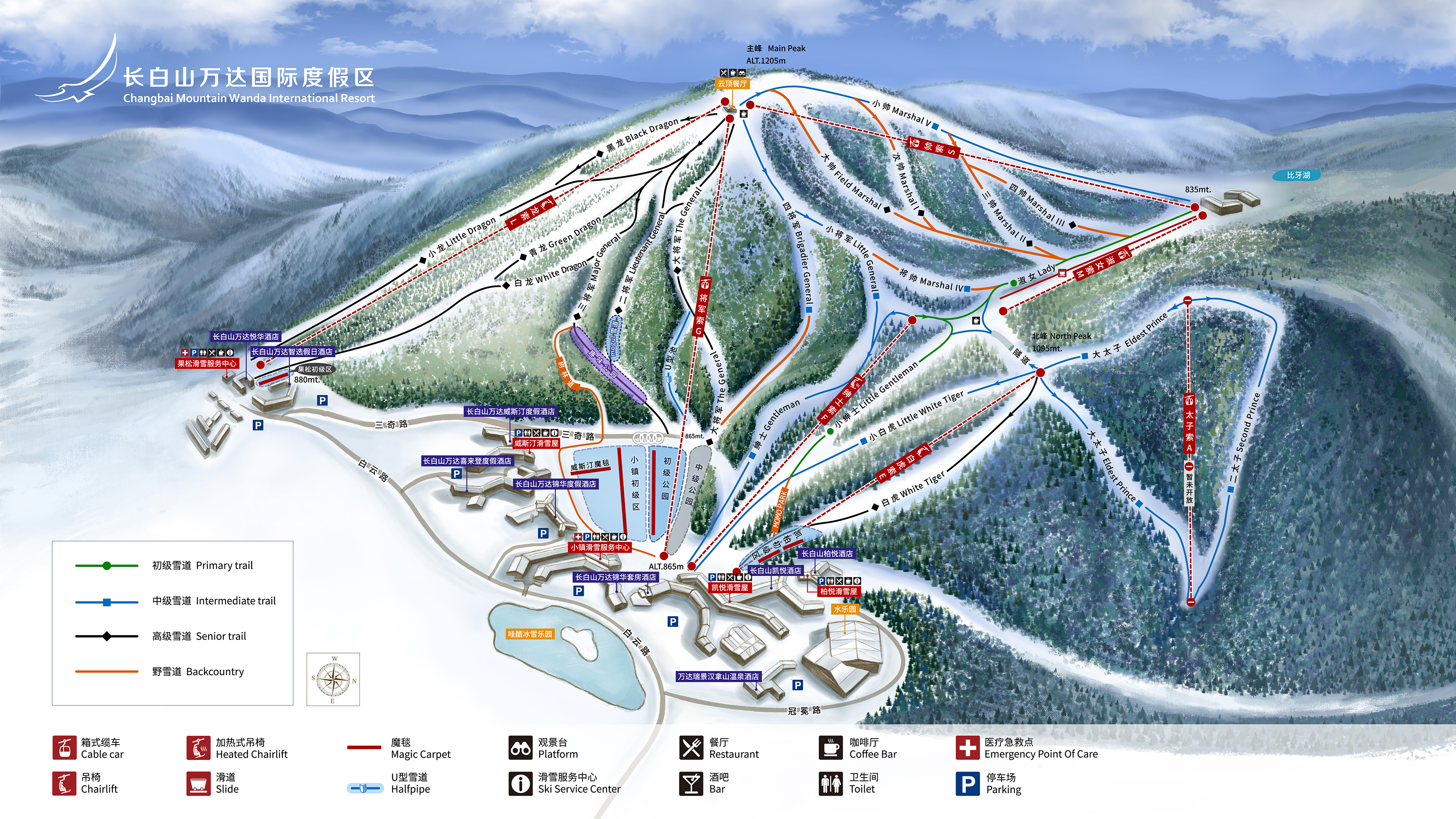 Wanda Changbai Mountain Ski Resort Piste / Trail Map