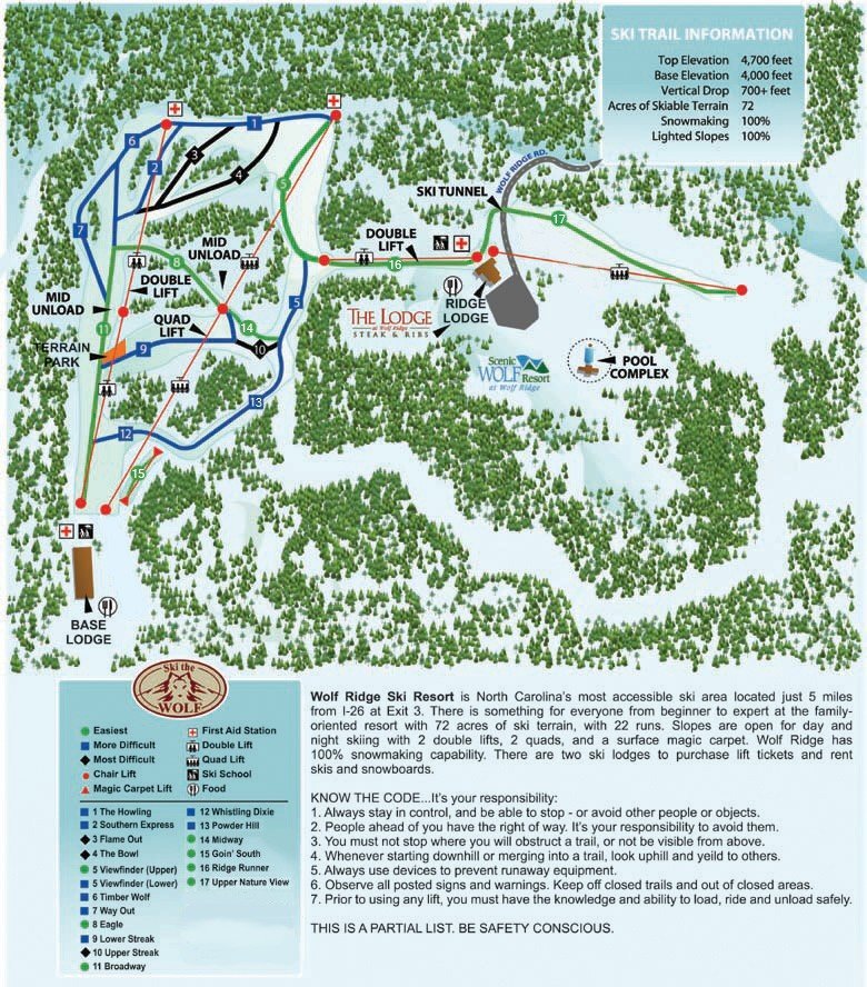 Wolf Ridge Ski Resort Piste / Trail Map
