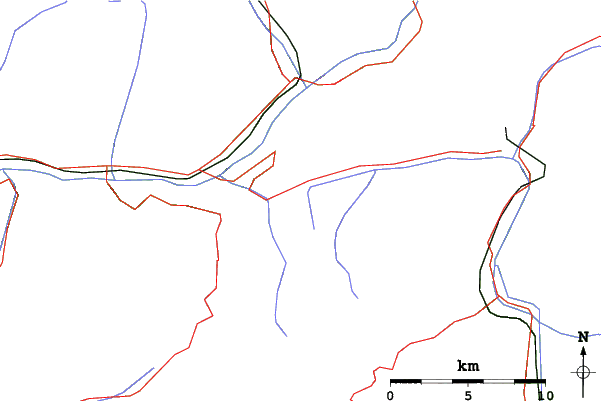 Roads and rivers close to Aprica
