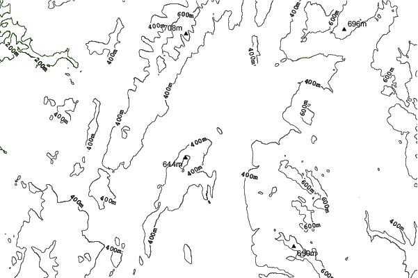 Bousquet Ski Area neighbourhood contours