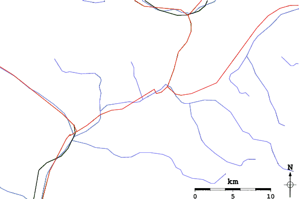 Roads and rivers close to Claviere (Via Lattea)