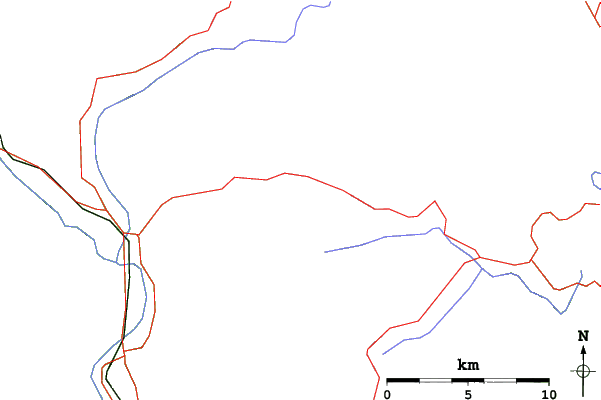 Roads and rivers close to 49 Degrees North