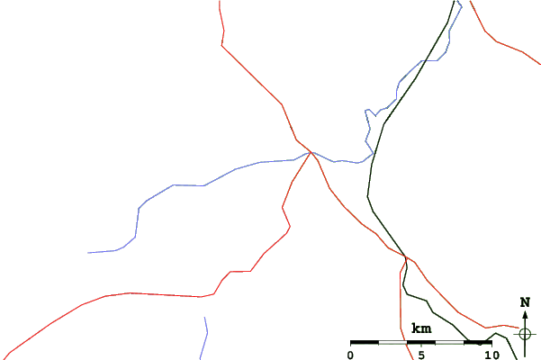 Roads and rivers close to Great Divide