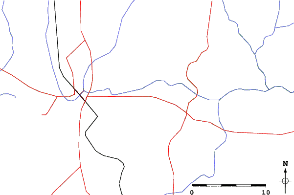 Roads and rivers close to Hanson Hills