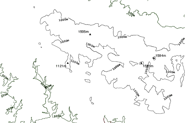 Horní Mísečky - Medvědín neighbourhood contours