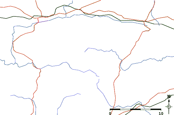 Roads and rivers close to Knockanaffrin (Comeragh Mts)