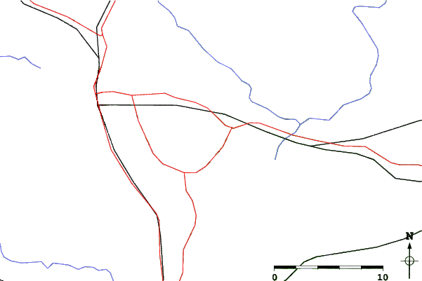 Roads and rivers close to Norway Mountain