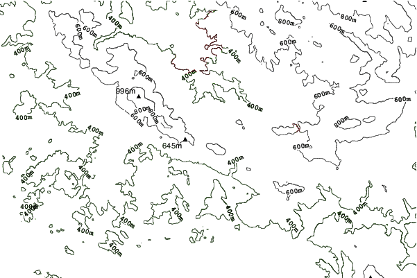 Obří sud - Javorník neighbourhood contours