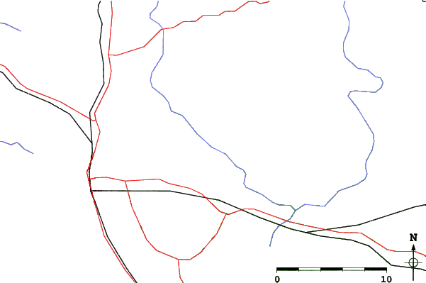 Roads and rivers close to Pine Mountain