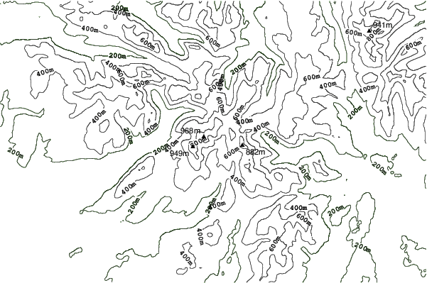 Scafell Pike neighbourhood contours