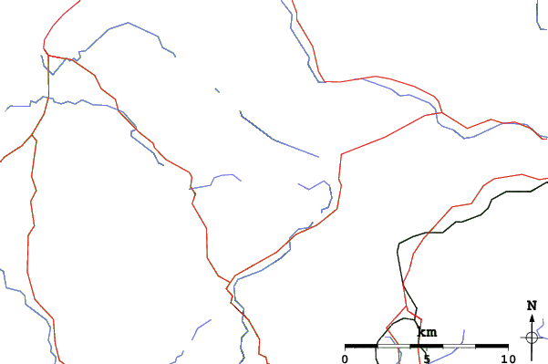 Roads and rivers close to Snowdon
