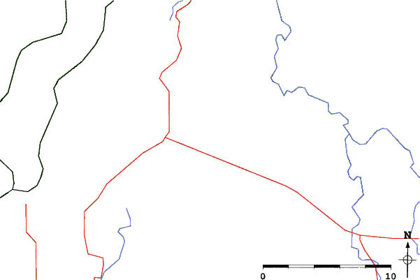 Roads and rivers close to Tabor Mountain