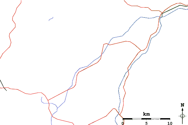Roads and rivers close to Whiteface Mountain (Lake Placid)